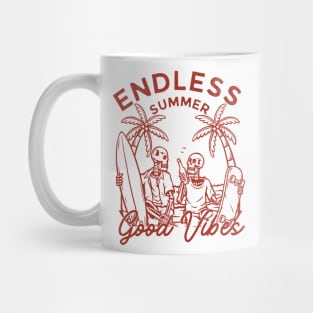 Endless Summer: Skeleton Surfers & Skaters - Good Vibes Beach Design Mug